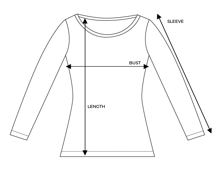 How the Essential Long Sleeve is measured